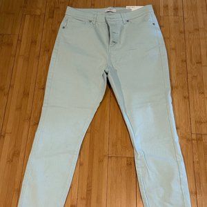 LOFT outlet skinny ankle sky blue high rise button fly denim jeans petite NWT 6P